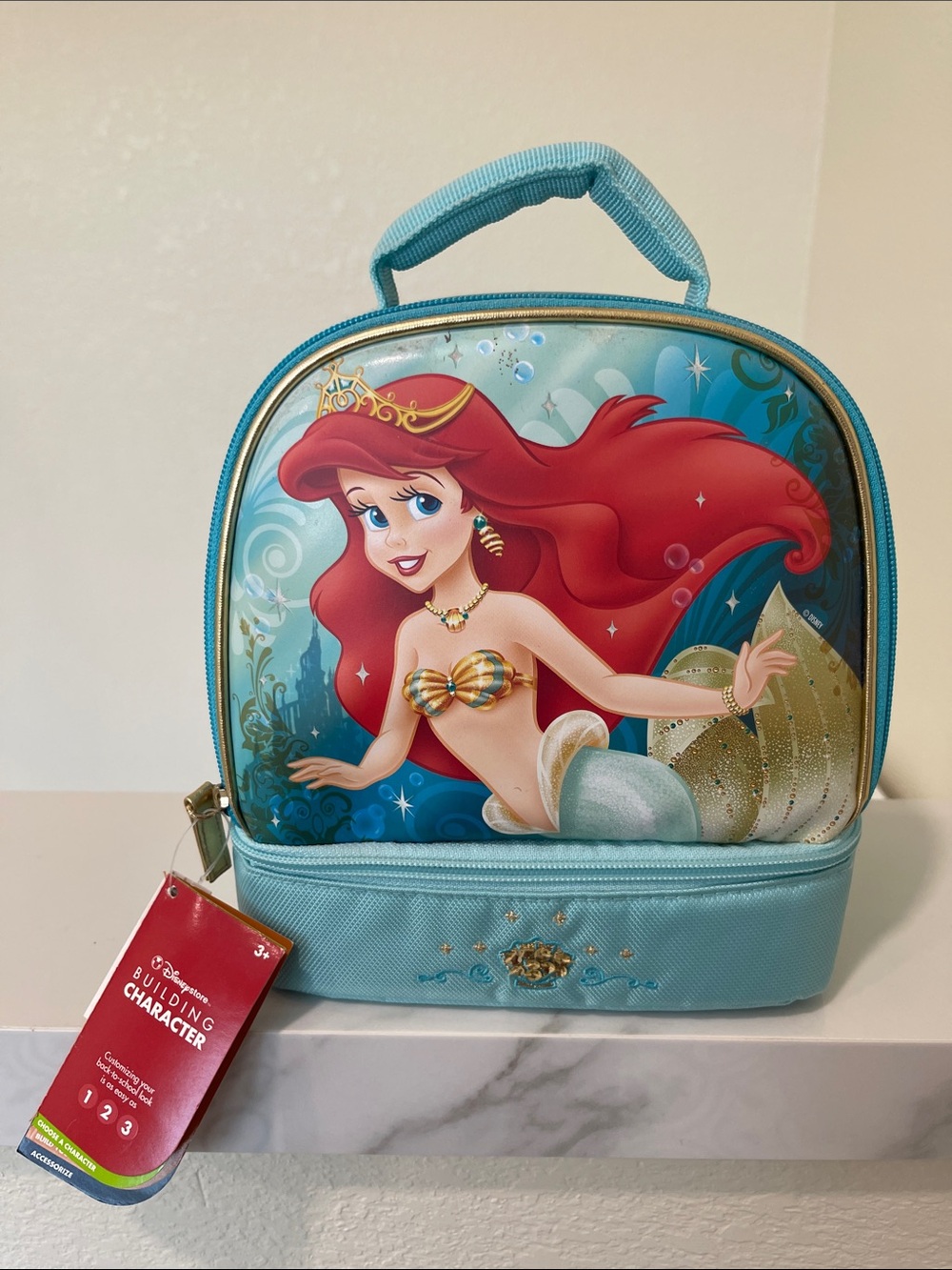 Disney Ariel Light Blue and Red Kids Lunch Tote